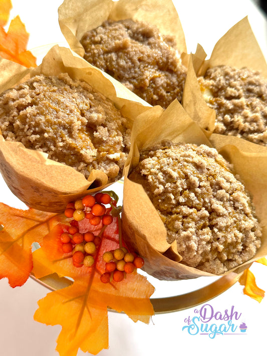 Pumpkin spice muffins w/ Cream cheese filling and Streusel topping